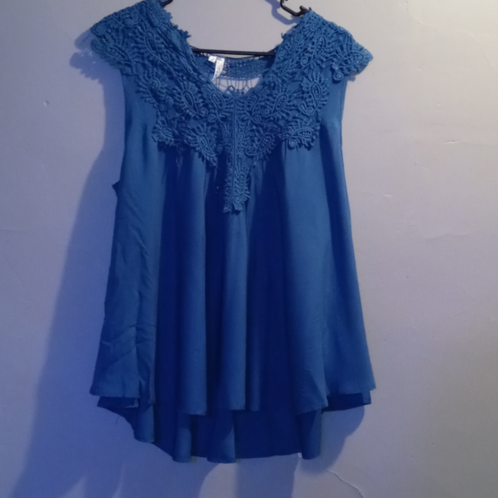 Blue Laced Tank Top